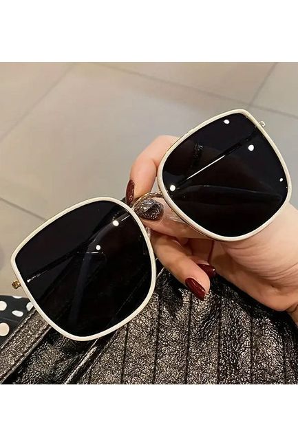 Oversize White Trim Black Lense Sunglasses