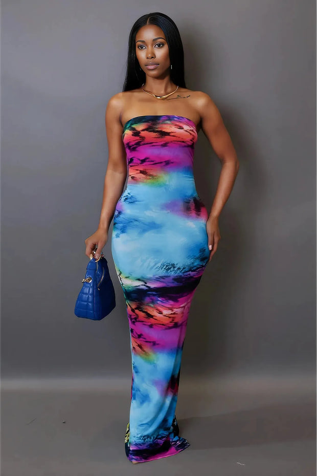 Vegas Night Purple Multicolor Maxi Dress