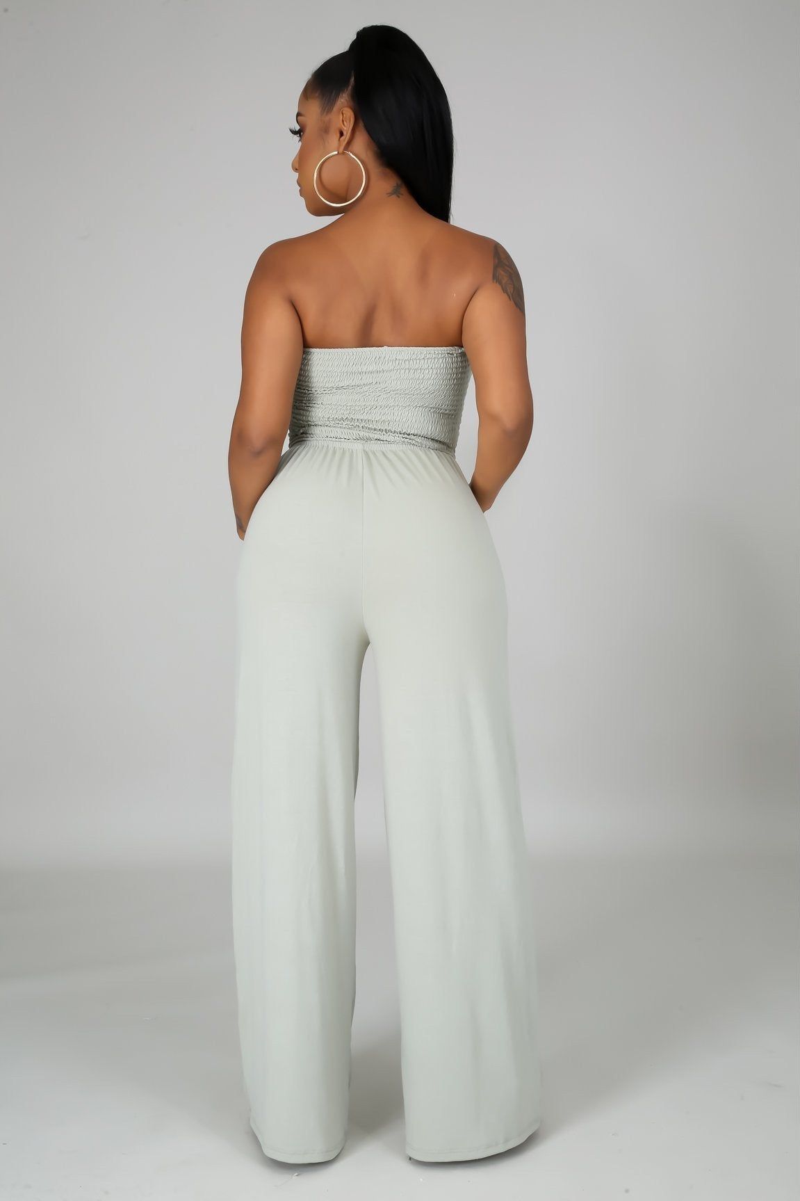 Sage Green Tube Top Breeze Jumpsuit