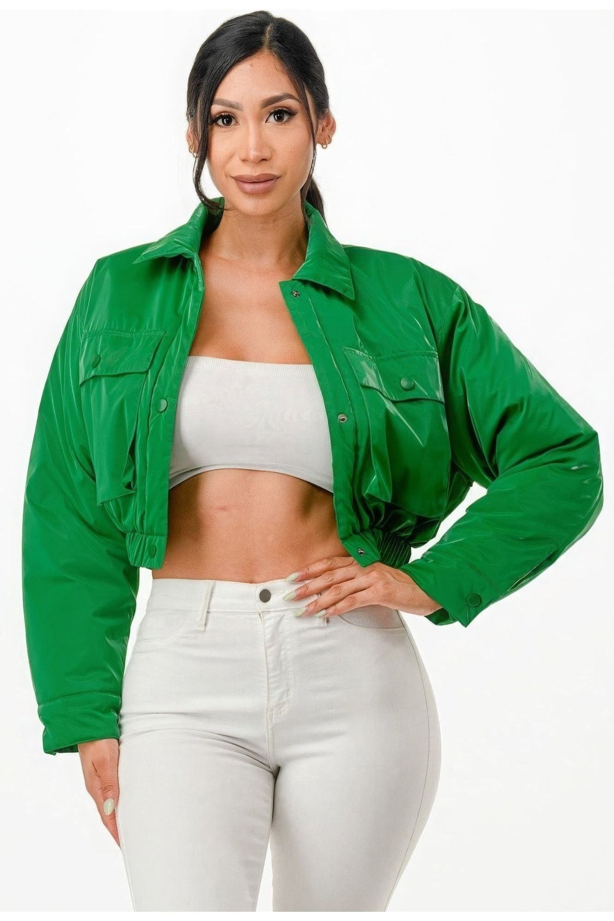 Shiny Puffer Bomber Jacket