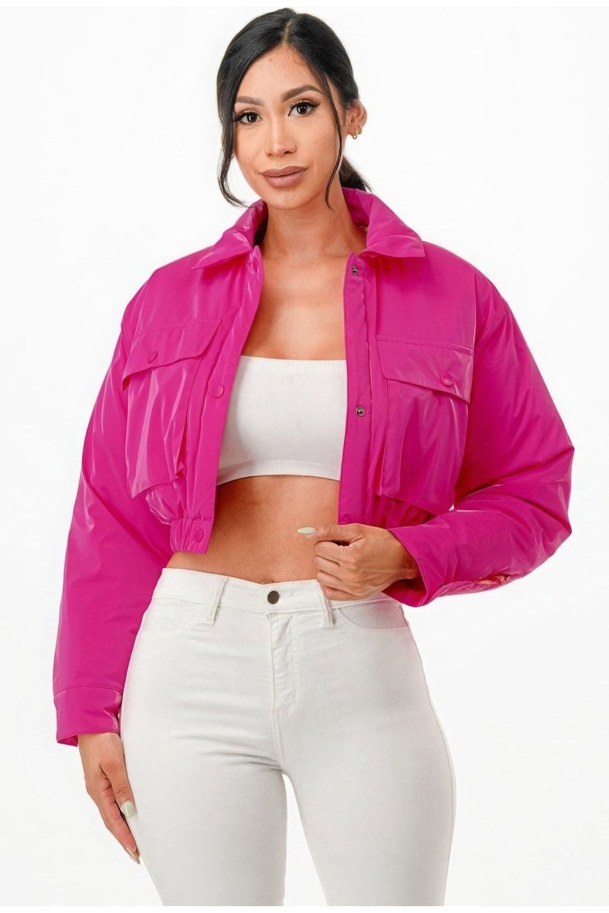 Shiny Puffer Bomber Jacket